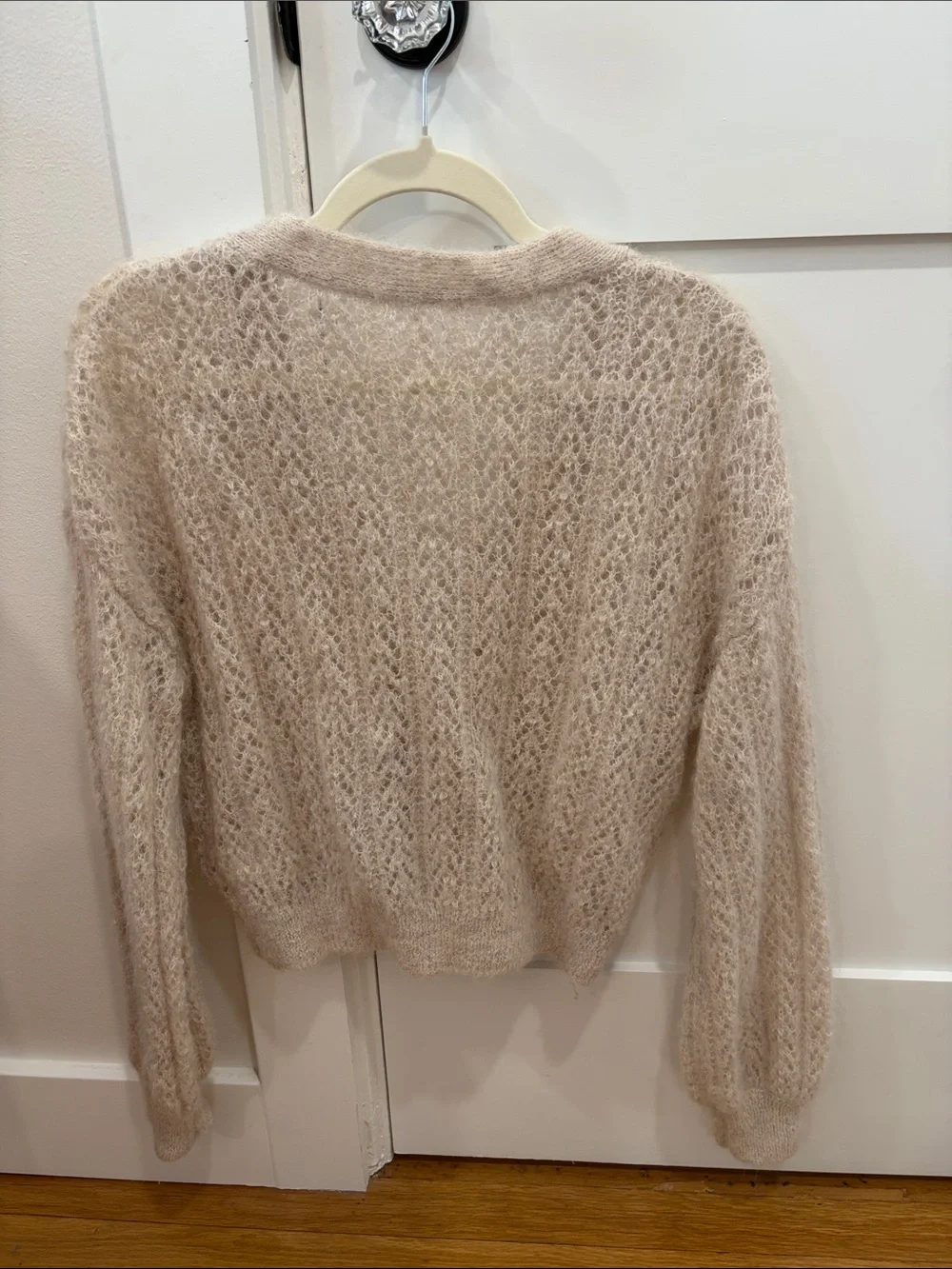 Free People Amelia Alpaca Pointelle Cardigan - Whisper Pink (Women’s Size Small)